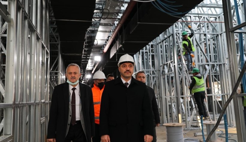 100 Yataklı Acil Durum Hastanesi inşaatında inceleme yaptılar