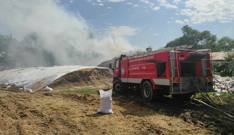133 ton saman yangında zarar gördü