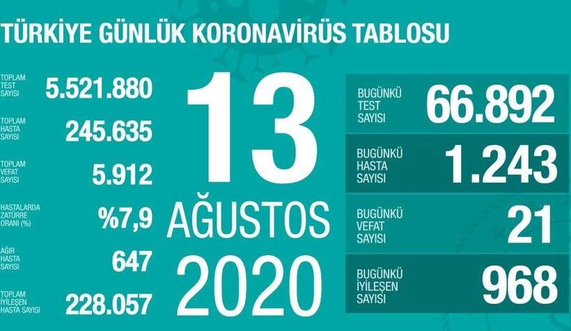 14 Ağustos korona verileri