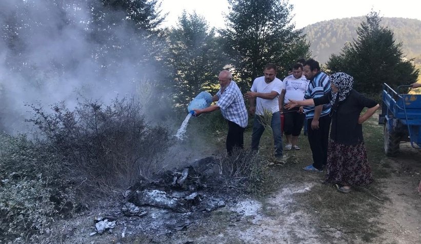 Acelle Yaylasında Yangın Son Anda Söndürüldü 