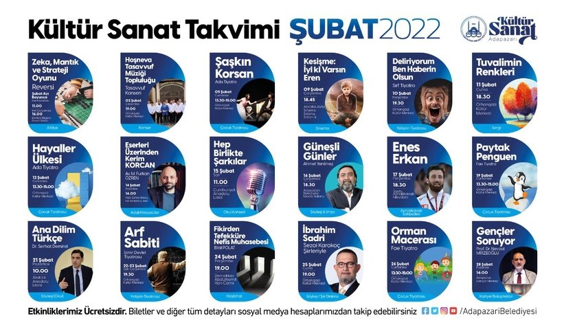Adapazarı Belediyesi Şubat etkinliklerini açıkladı