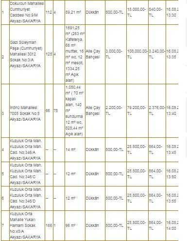 Akyazı Belediyesi'nden kiralık tuvalet, akaryakıt istasyonu, çay bahçesi