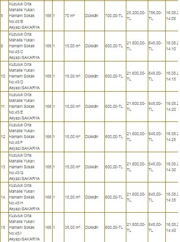 Akyazı Belediyesi'nden kiralık tuvalet, akaryakıt istasyonu, çay bahçesi