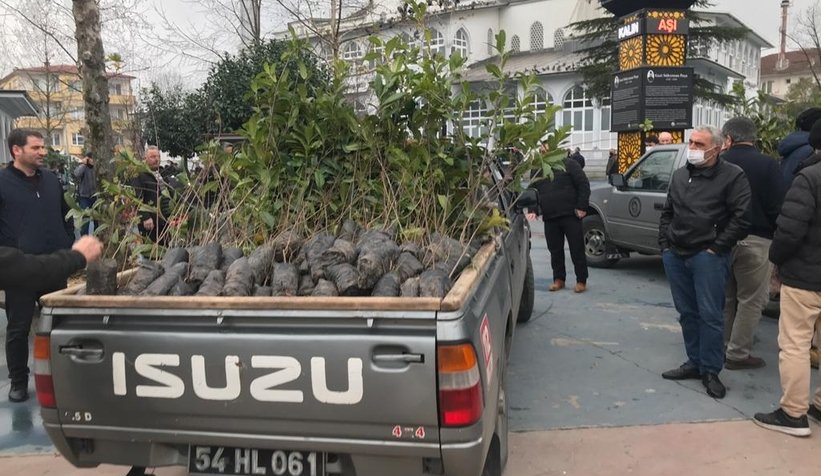 Akyazı'da 1200 fidan dağıtıldı