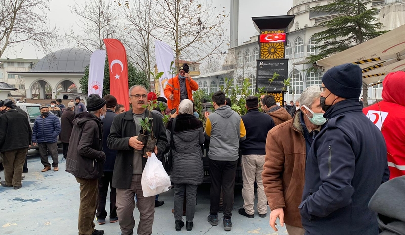 Akyazı'da 1200 fidan dağıtıldı