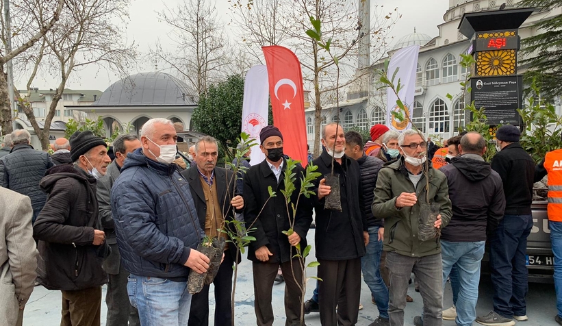 Akyazı'da 1200 fidan dağıtıldı