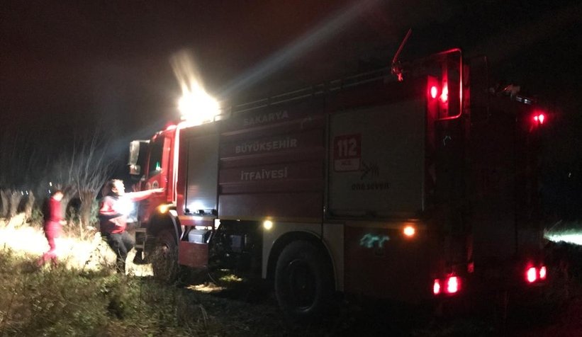 Akyazı'da anız ateşi ağaçları kül edecekti