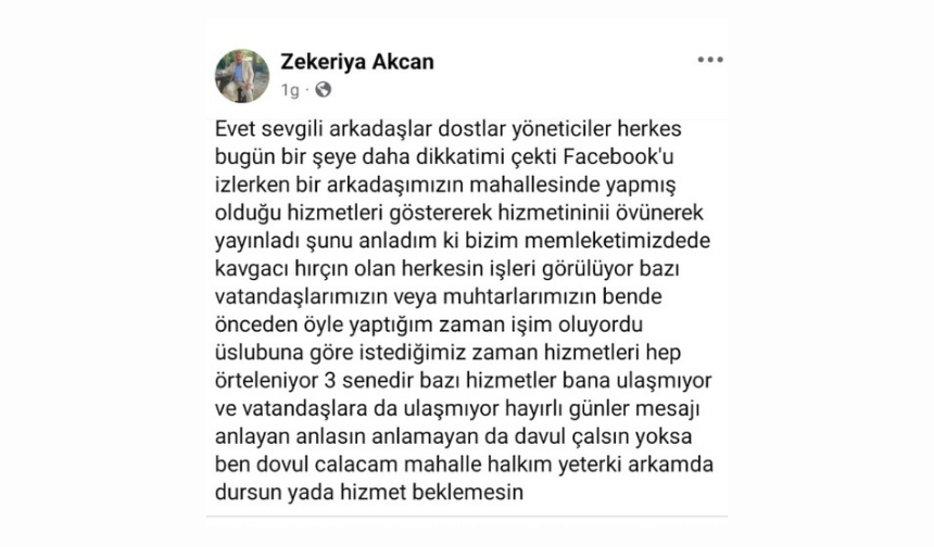 Akyazı'da hizmet alamayan muhtarın isyanı