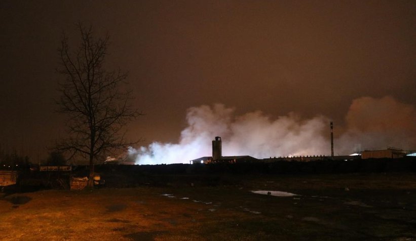 Akyazı'da kereste fabrikası alev alev yandı