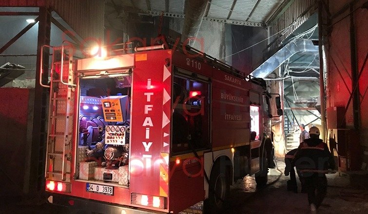 Akyazı'da kontrplak fabrikasında yangın