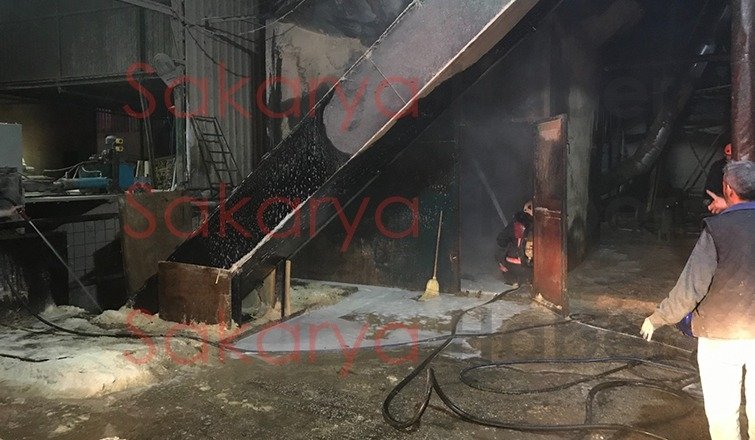Akyazı'da kontrplak fabrikasında yangın