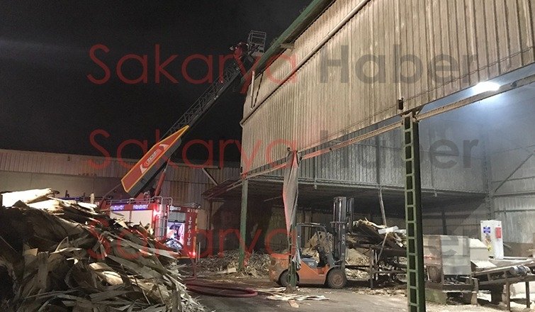 Akyazı'da kontrplak fabrikasında yangın