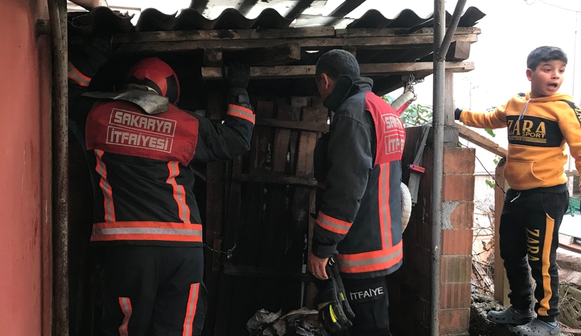 Akyazı'da odunluk yandı