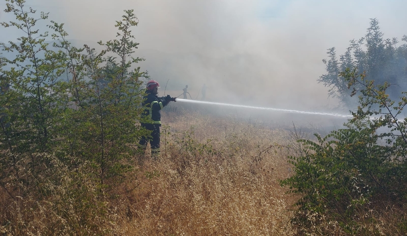 Akyazı'da otluk alanda çıkan yangın evlere ulaşmadan söndürüldü