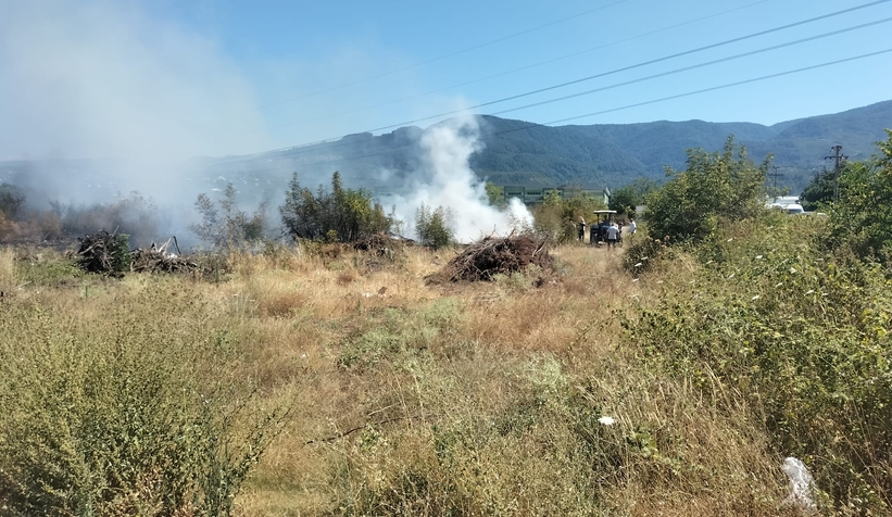 Akyazı'da otluk alanda çıkan yangın evlere ulaşmadan söndürüldü