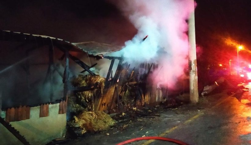 Akyazı'da samanlık alev alev yandı