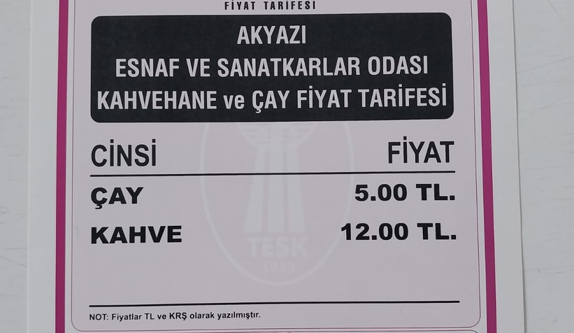 Akyazıda bir bardak çay 5 lira oldu