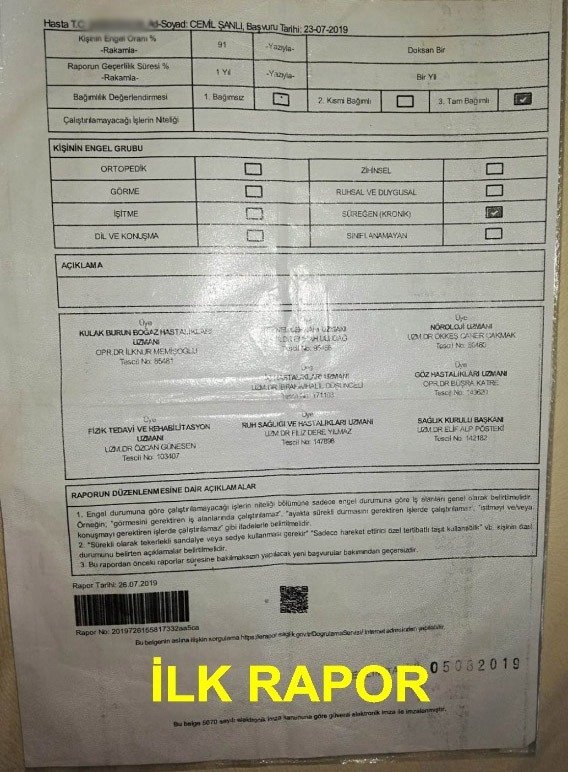 Akyazılı ailenin engelli raporu isyanı