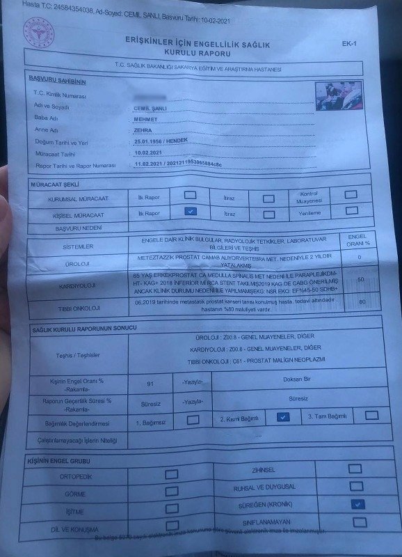 Akyazılı ailenin engelli raporu isyanı