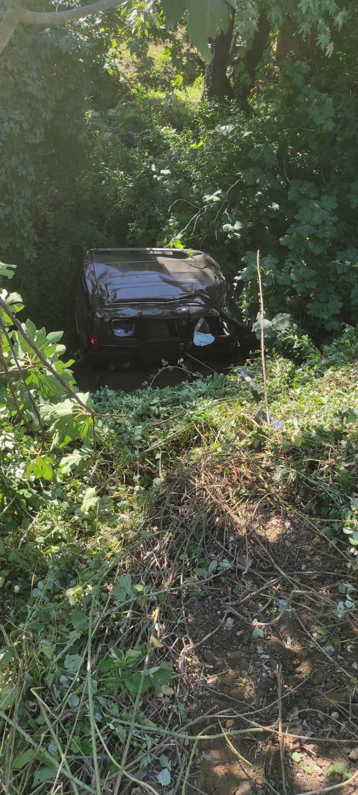 Araç şarampole yuvarlandı