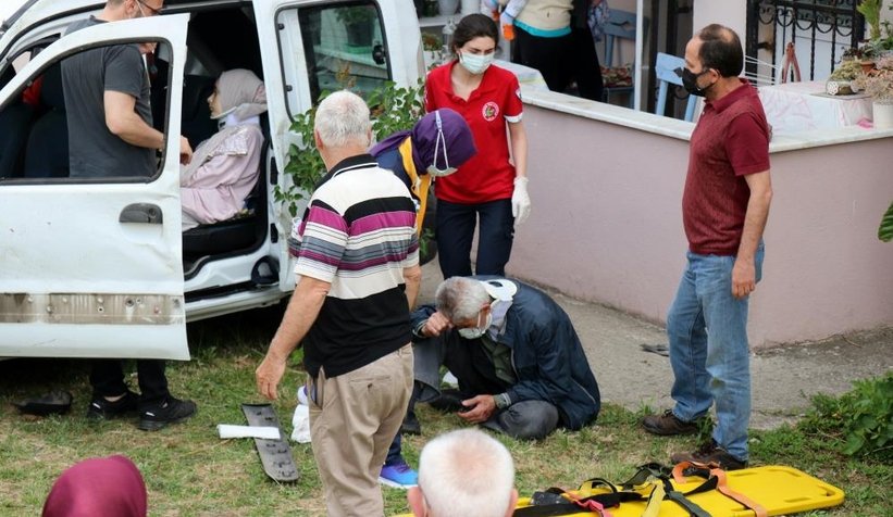 Araç site bahçesine uçtu; 3'ü çocuk 5 kişi yaralı