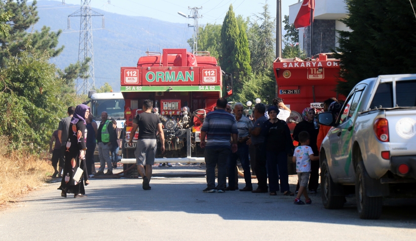 Arifiye'de çıkan orman yangını mahalleyi sokağa döktü