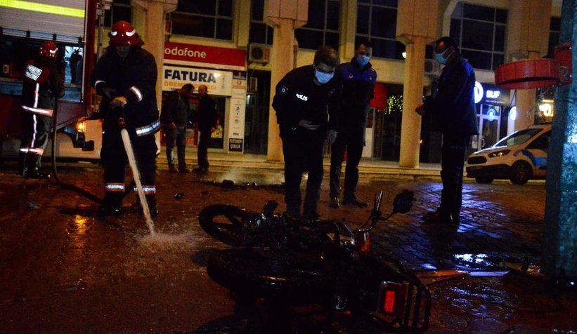Arkadaşından hıncını alamadı, motosikletini yaktı