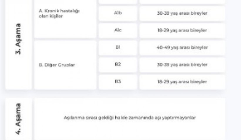 Aşı uygulamasında takip edilecek grup sıralaması belli oldu