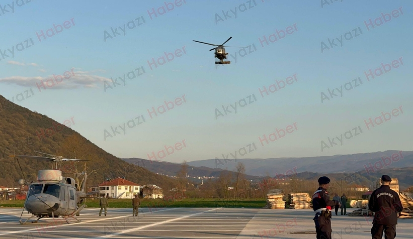 Askeri helikopter Akyazı'ya acil iniş yaptı