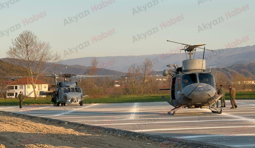 Askeri helikopter Akyazı'ya acil iniş yaptı