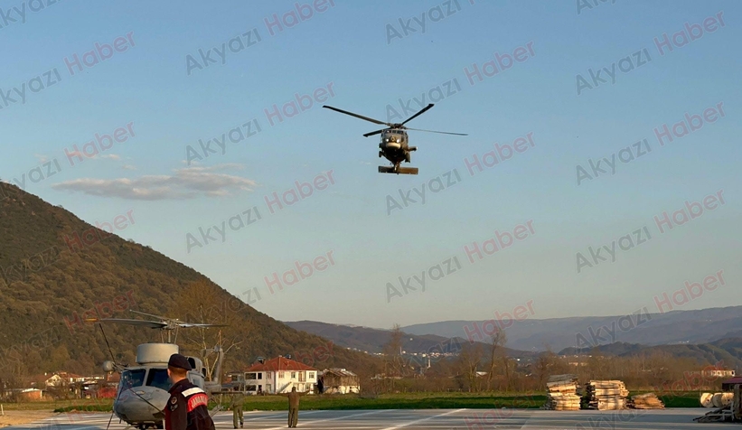 Askeri helikopter Akyazı'ya acil iniş yaptı