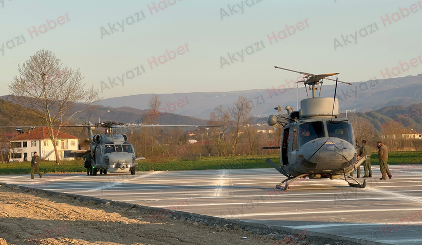 Askeri helikopter Akyazı'ya acil iniş yaptı