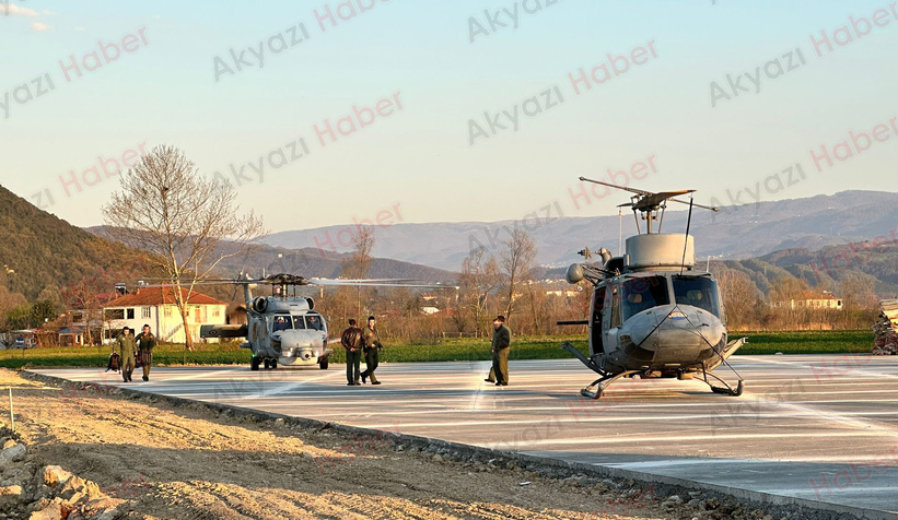 Askeri helikopter Akyazı'ya acil iniş yaptı