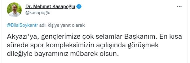 Bakan Kasapoğlu Soykanın davetine cevap verdi