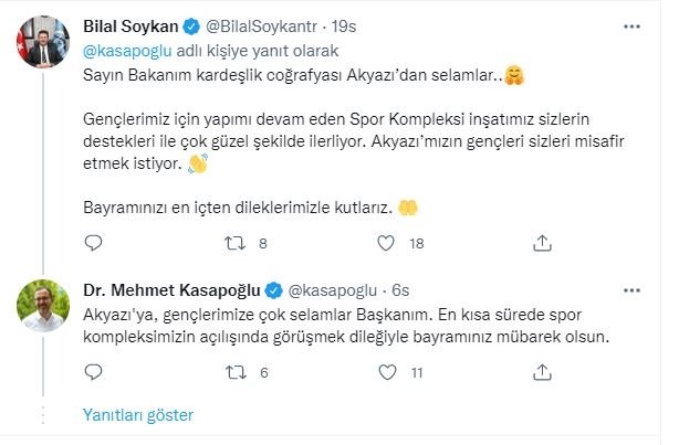 Bakan Kasapoğlu Soykanın davetine cevap verdi