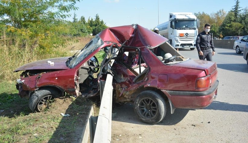 Bariyere ok gibi saplandı: 1 yaralı