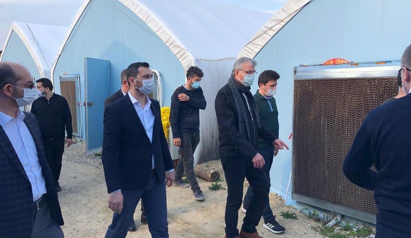 Başkan Yüce, 10 K'nın Mantar Tesisinde hasat yaptı