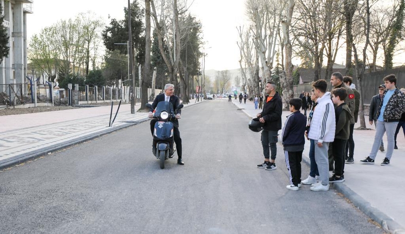 Başkan Yüce motosiklete bindi, Çark'taki çalışmaları inceledi