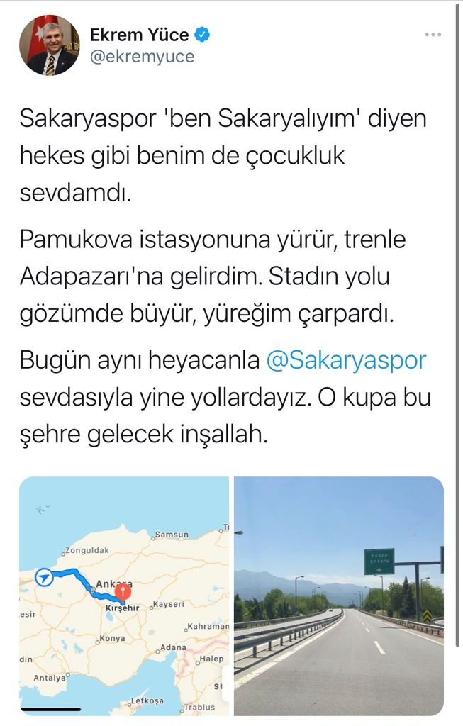 Başkan Yüce Sakaryaspor için Kırşehir yolunda