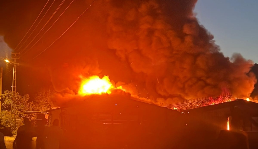 Boya imal edilen eski tavuk çiftlikleri alev alev yandı