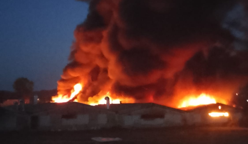 Boya imal edilen eski tavuk çiftlikleri alev alev yandı