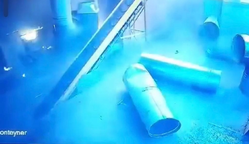 Buhar kazanı bomba gibi patladı
