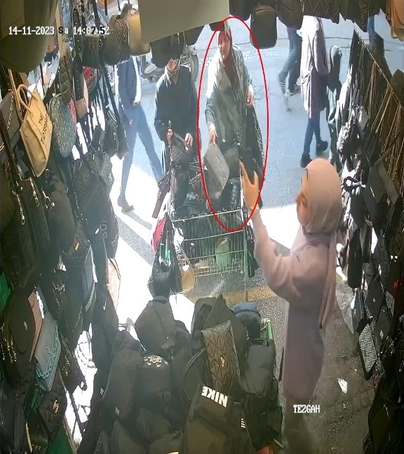 Çanta çalan yaşlı kadın kameraya yakalandı