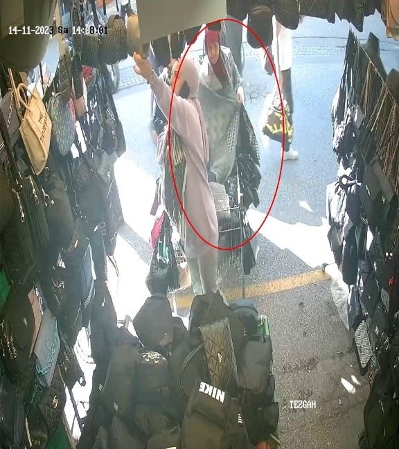 Çanta çalan yaşlı kadın kameraya yakalandı