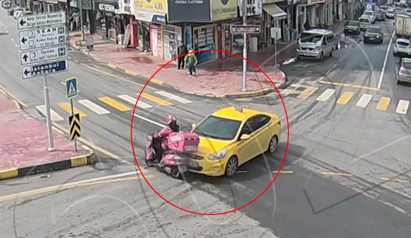 Çark caddesi'ndeki kaza anı kamerada