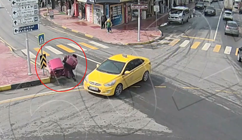 Çark caddesi'ndeki kaza anı kamerada