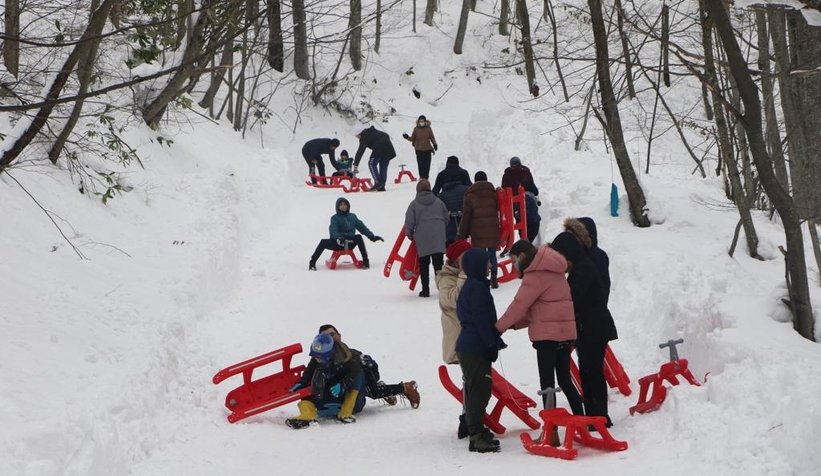 Çocuklar, kızak şenliğinde doyasıya eğlendi