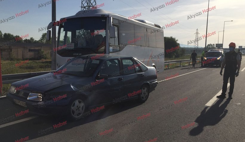 D-100'de kaza; Araçta sıkıştı