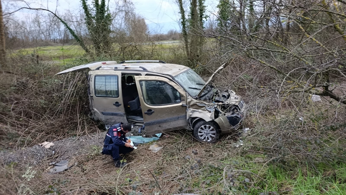 D-100'de kaza; Şarampole yuvarlandı