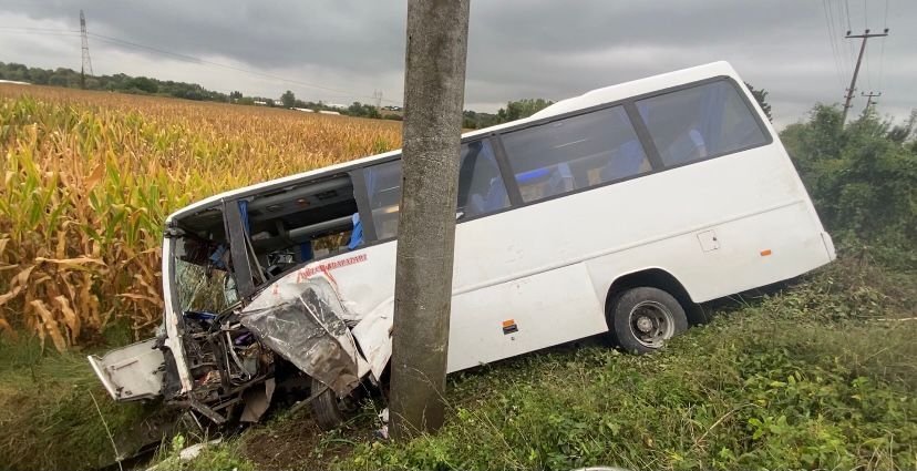 D-100’de yolcu midibüsü tarlaya uçtu: 7 yaralı
